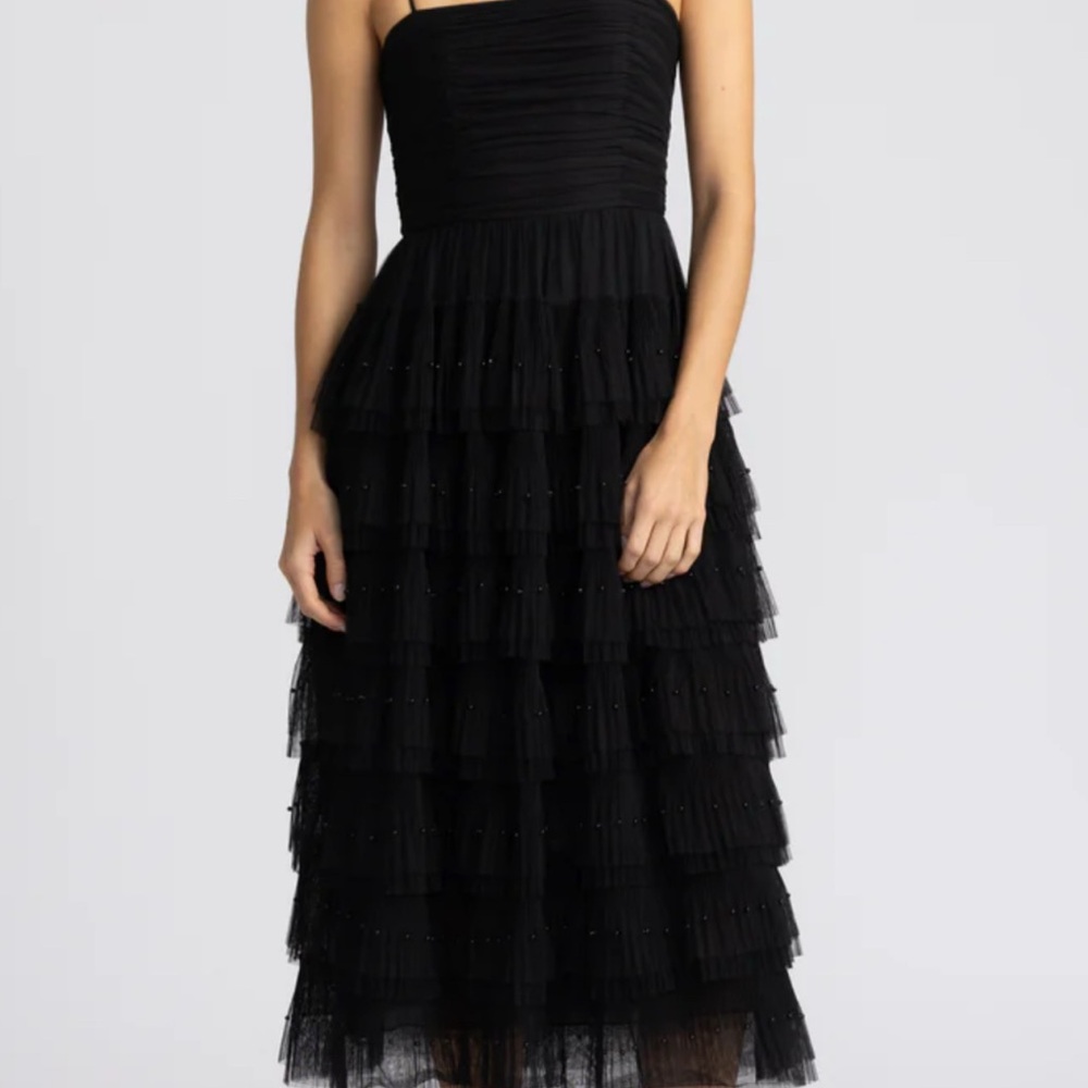 Zac Posen Elegant Black Strapless Tiered